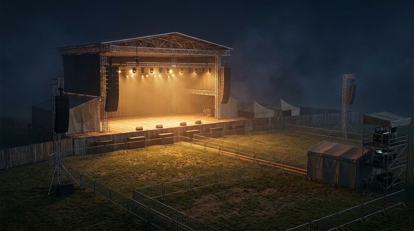 Fotorealistischer 3D-Render der geplanten Open-Air-Bühne